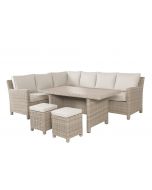 Kettler Palma Right Hand Dining Corner Set with Glass Top Table - Oyster 