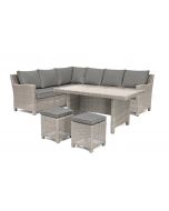Kettler Palma Right Hand Dining Corner Set with Glass Table - White Wash 