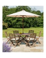 Alexander Rose Sherwood 6 Seat Folding Carver with Parasol and Cushions Set