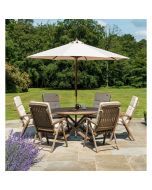 Alexander Rose Sherwood 6 Seat Recliner with Parasol and Cushions Set