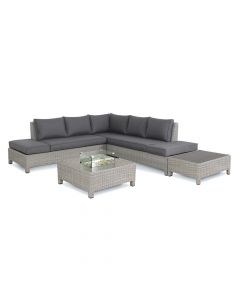 Kettler Palma Low Lounge Corner Set with Low Lounge Fire Pit Table - White Wash