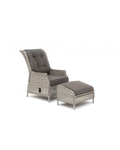 Kettler Palma Classic Recliner with Footstool - White Wash