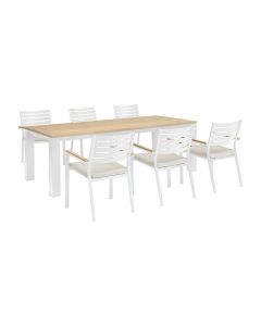 Kettler Elba 6 Seat Dining Set with Chairs - White