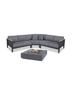 Kettler Elba Grande Lounge Corner with Arms Sofa Set and Fire Pit Table