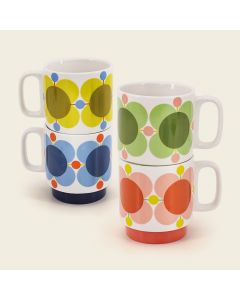 Orla Kiely Set of 4 Stacking Mugs - Atomic Flower