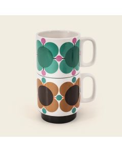 Orla Kiely Set of 2 Mugs - Jewel / Latte