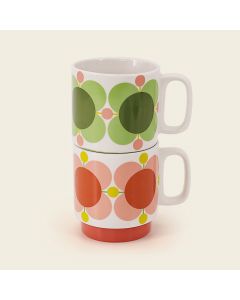 Orla Kiely Set of 2 Mugs - Bubblegum / Basil