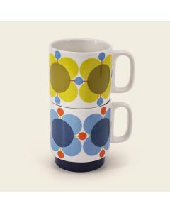 Orla Kiely Set of 2 Mugs - Sky / Sunflower