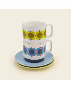 Orla Kiely Set of 2 Tea Cup and Saucer - Atomic Flower