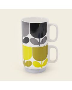 Orla Kiely Set of 2 Mugs - Slate / Ochre