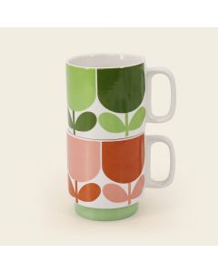 Orla Kiely Set of 2 Mugs - Tomato / Fern