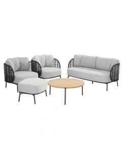 4 Seasons Outdoor Fabrice Living Set with Footstool and Yoga Coffee Table