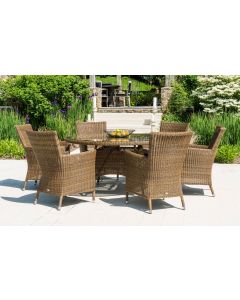 Alexander Rose San Marino 6 Seat Squared Top Armchair Set with Round Table