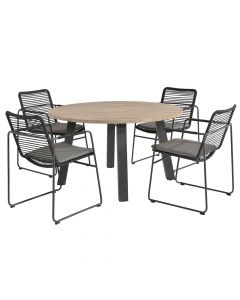 4 Seasons Outdoor Elba 4 Seat Dining Set with Derby Round Teak Table
